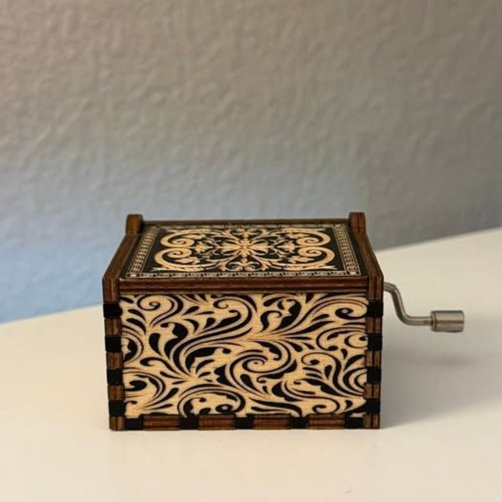 Hand Carved Wooden Music Box with Song Can’t Help Falling in Love